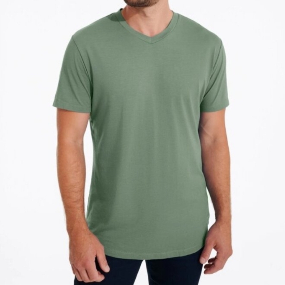 Swet Tailor Supima Cotton Modal Sage Green Mens Vneck Tshirt NEW